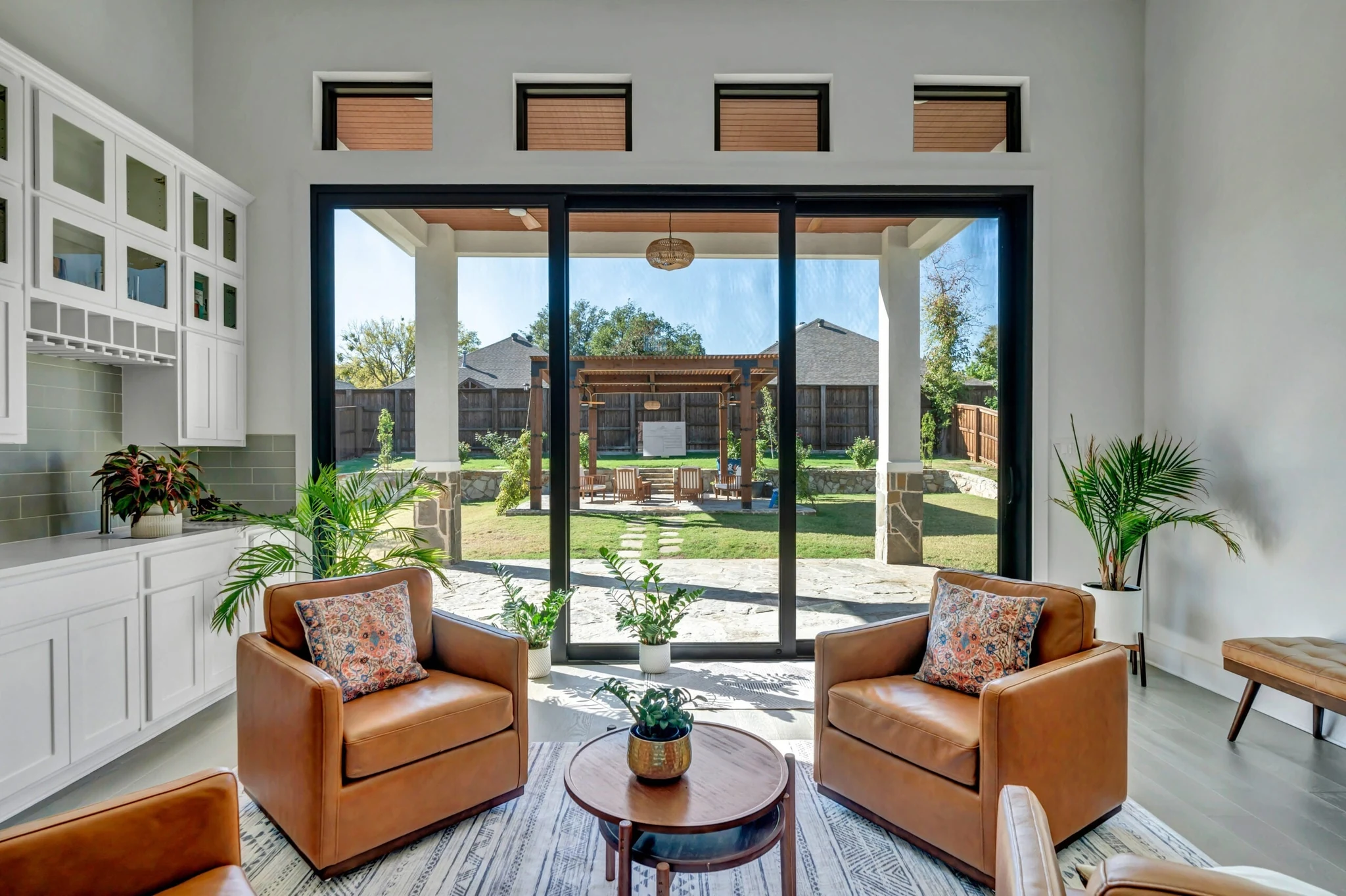 Aluminum four panel lift and slide door