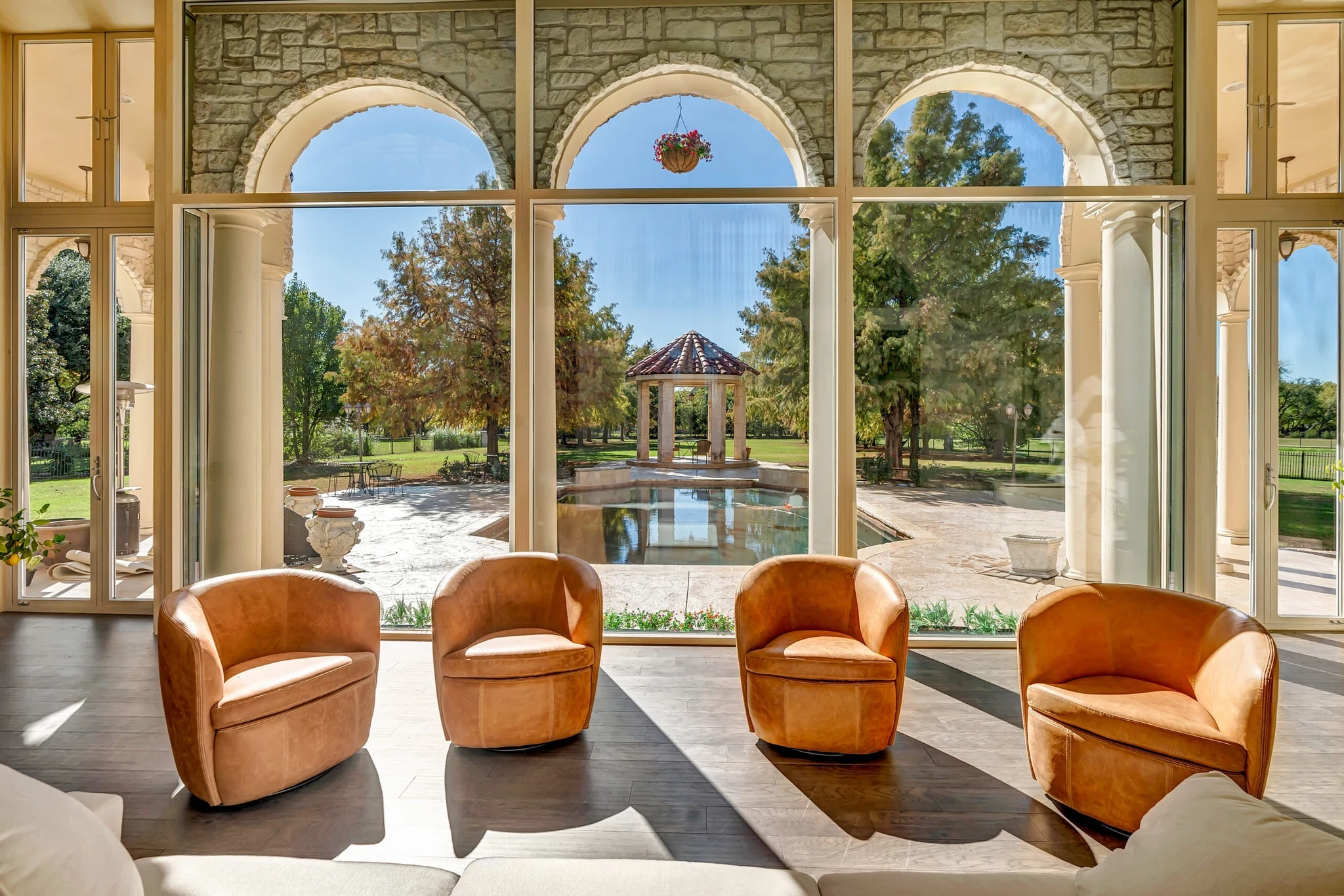Black aluminum arched windows