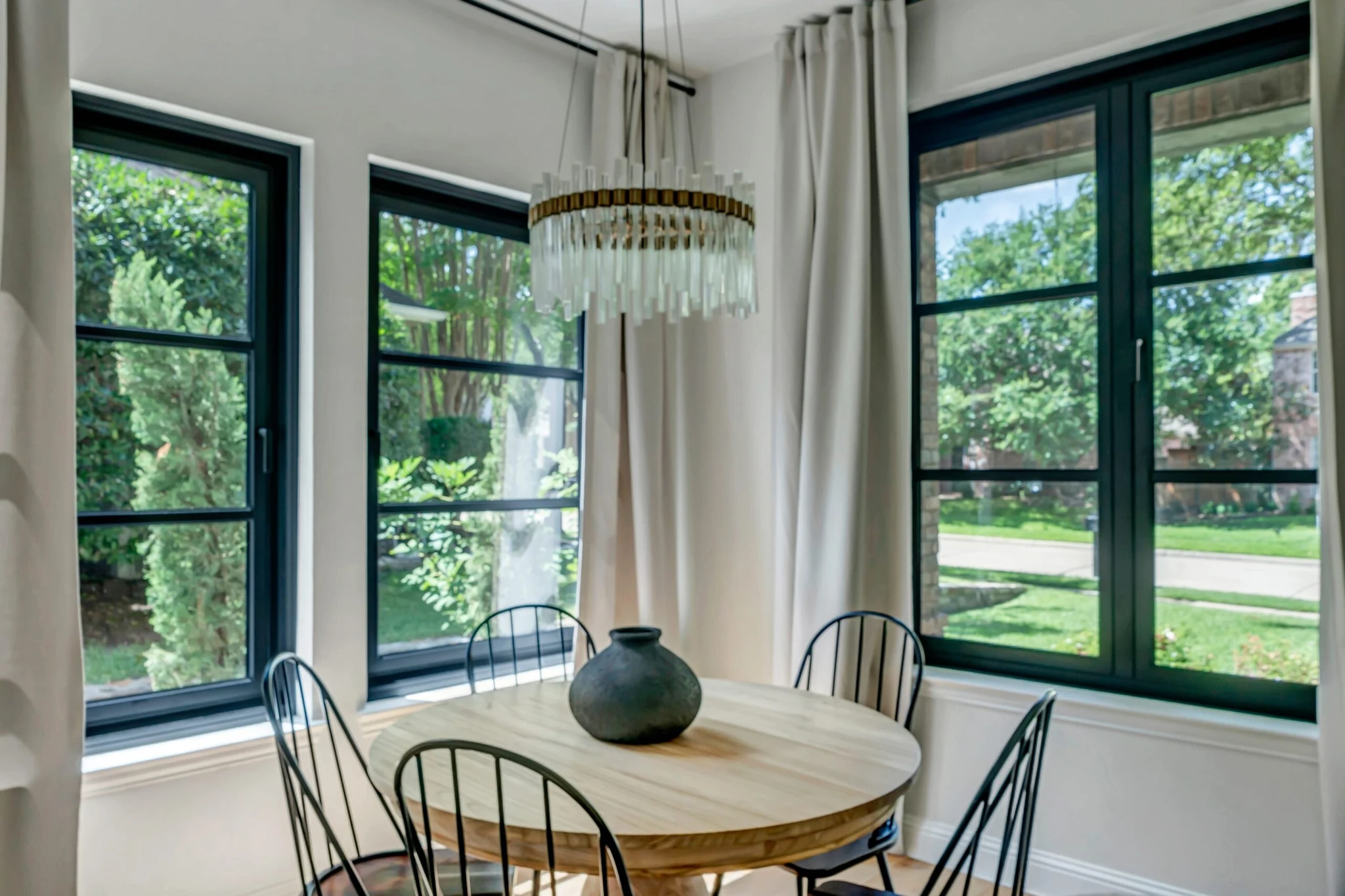 Black aluminum windows with grid
