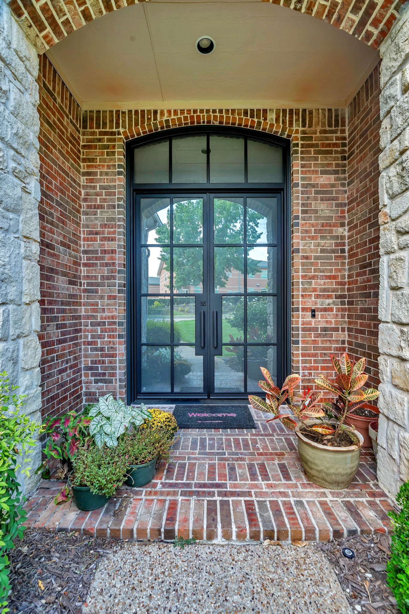 Black steel double rectangular entry door, modern minimal design